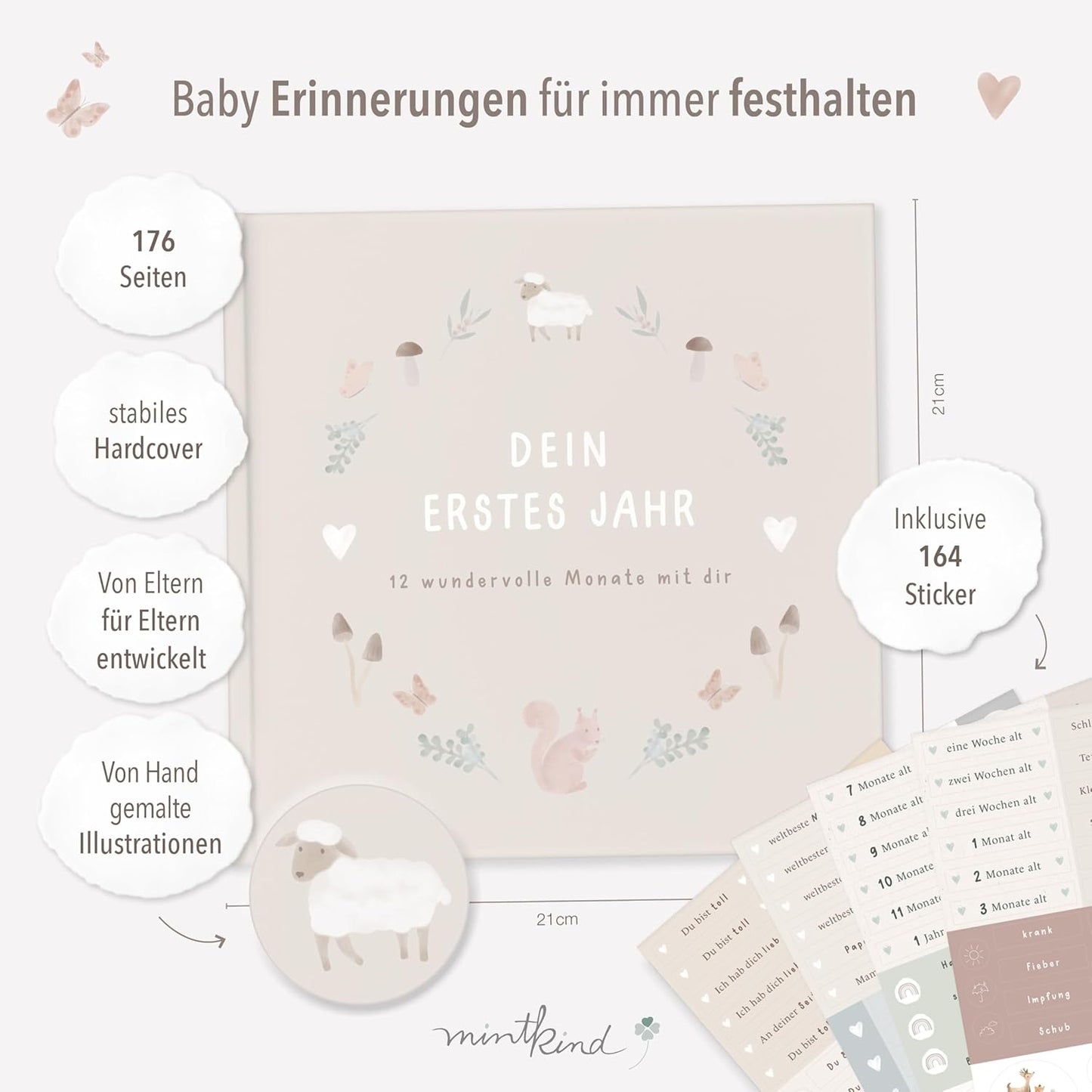 Babyalbum mit Stickerset, Wald
