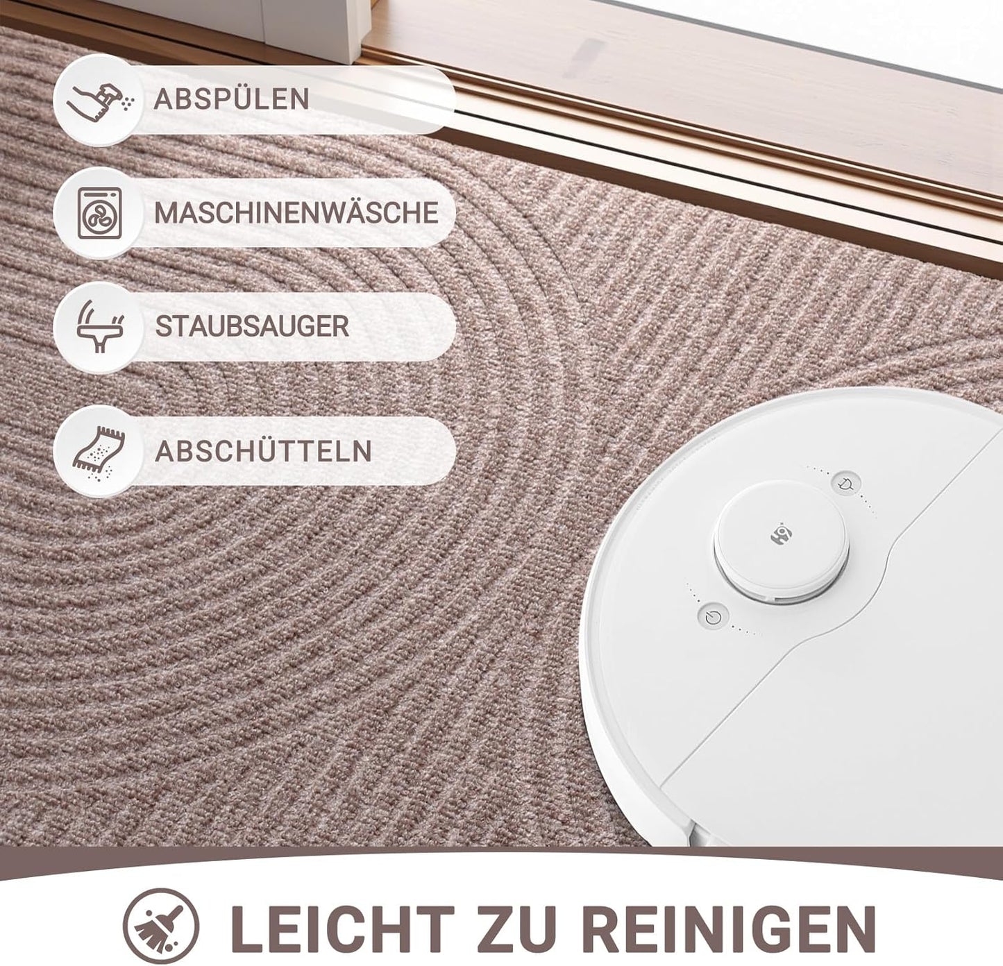 Maschinenwaschbare Schmutzfangmatte 60x90cm, 60 x 90 cm Beige Braun Wellen