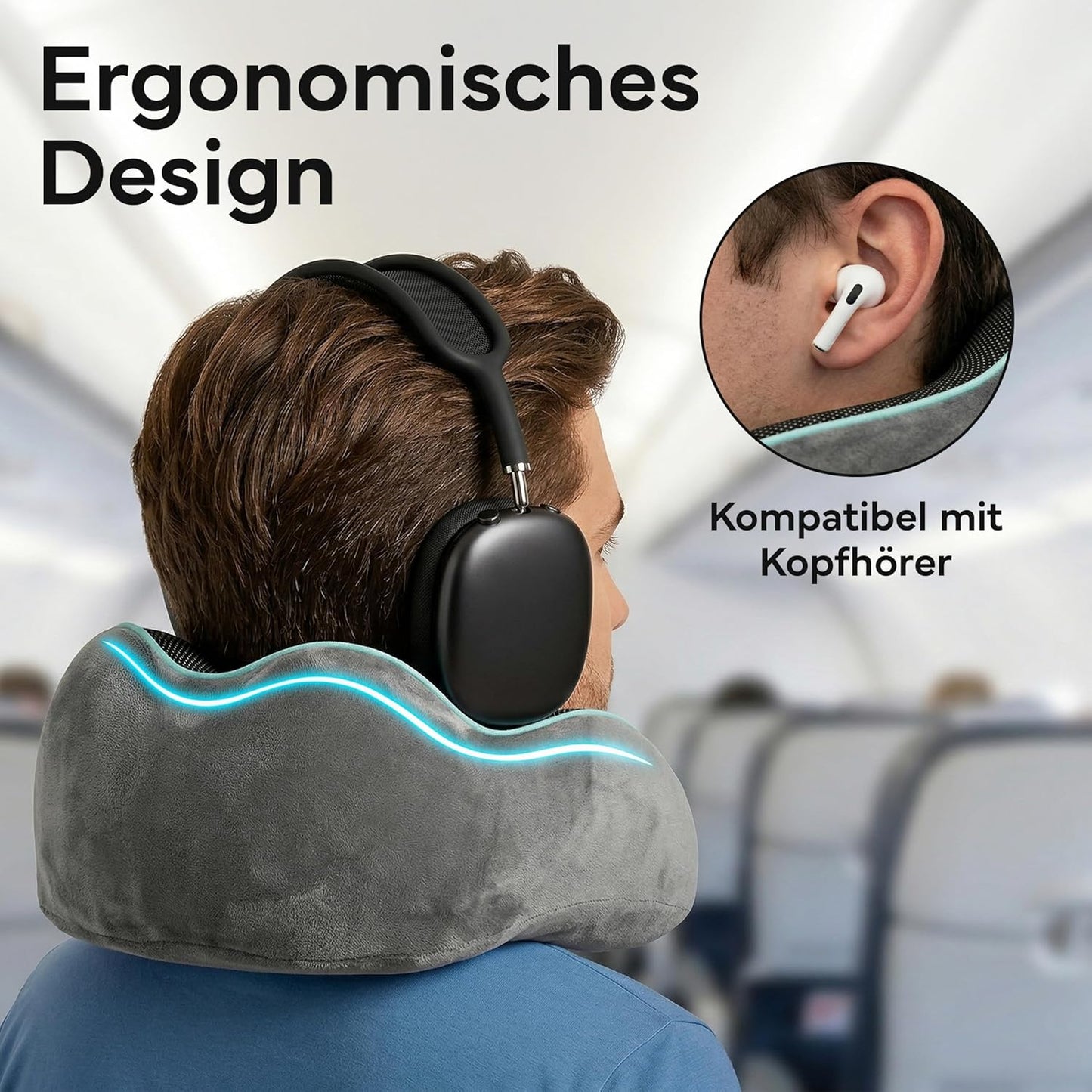 Reisekissen mit Kinnstütze, Nackenkissen Verstellbar