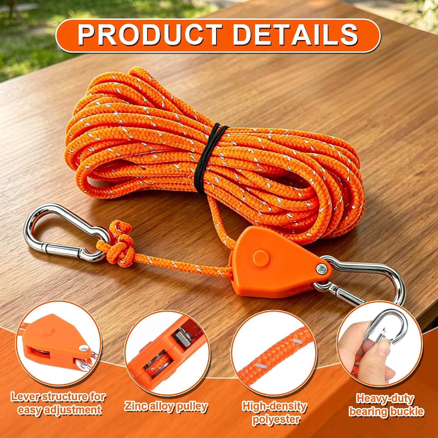 Seilspanner Ratchet Hanger Set, 10 x 4 m