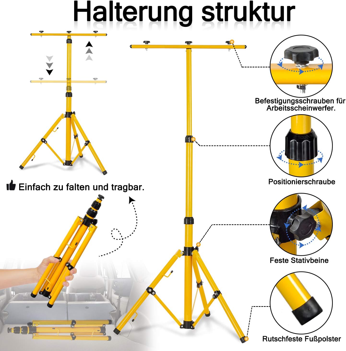 LED-Baustrahler mit Stativ, Kaltweiss 200W, mit Stativ
