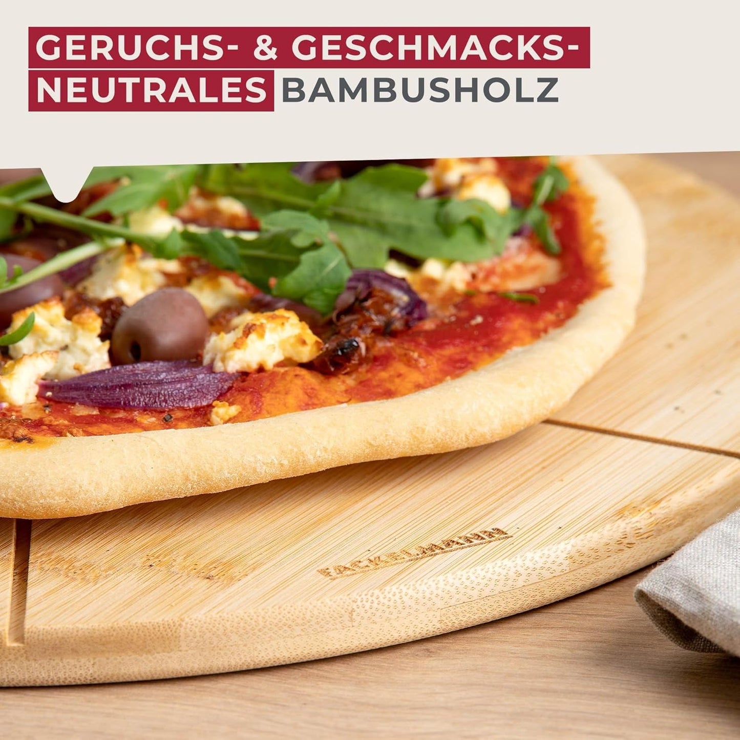 Pizza-Schneidebrett mit Schneidrillen