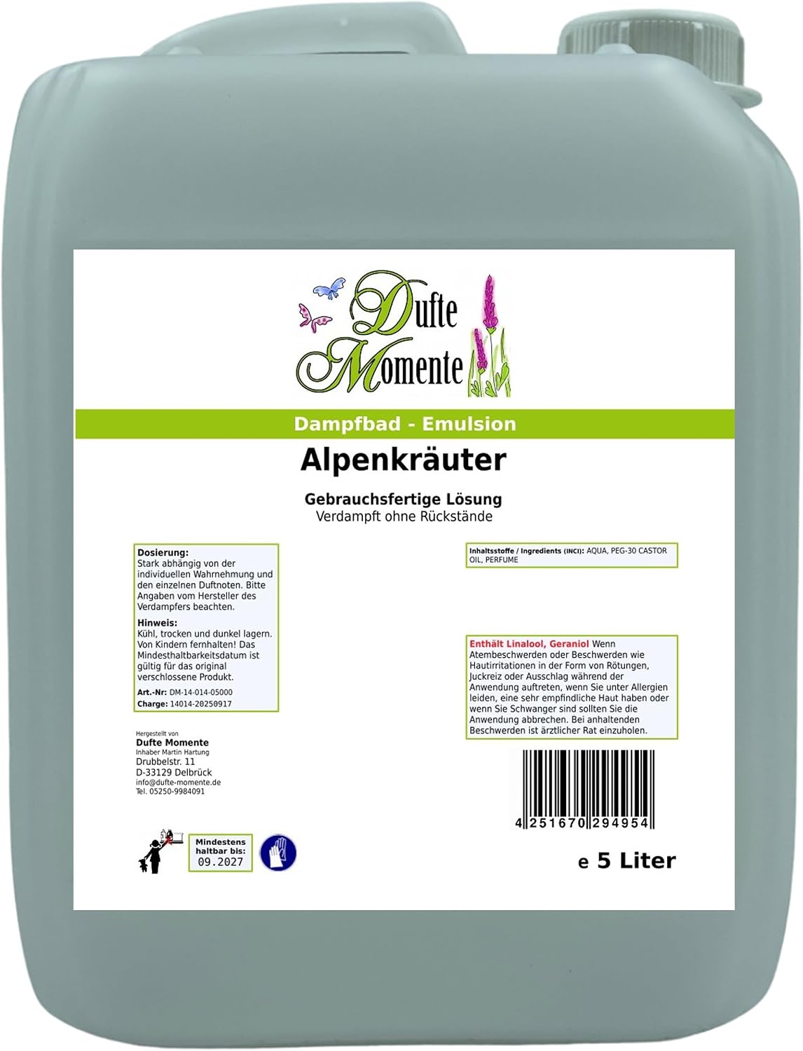 Dampfbad-Emulsion Alpenkräuter, 5 Liter