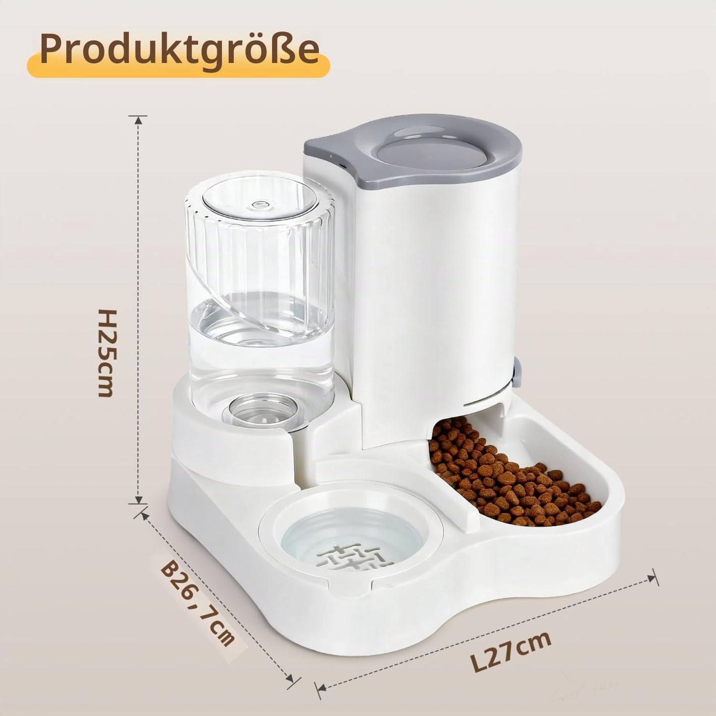 2-in-1 Futter- und Wasserspender für Haustiere, Wei?&Grau