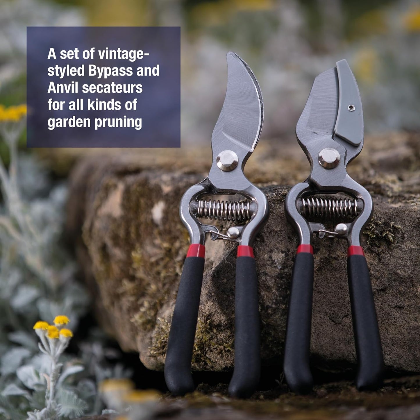 CUTTINGSET8 Bypass- und Amboss-Gartenscheren-Set, Vintage Byass & Amboss-Set