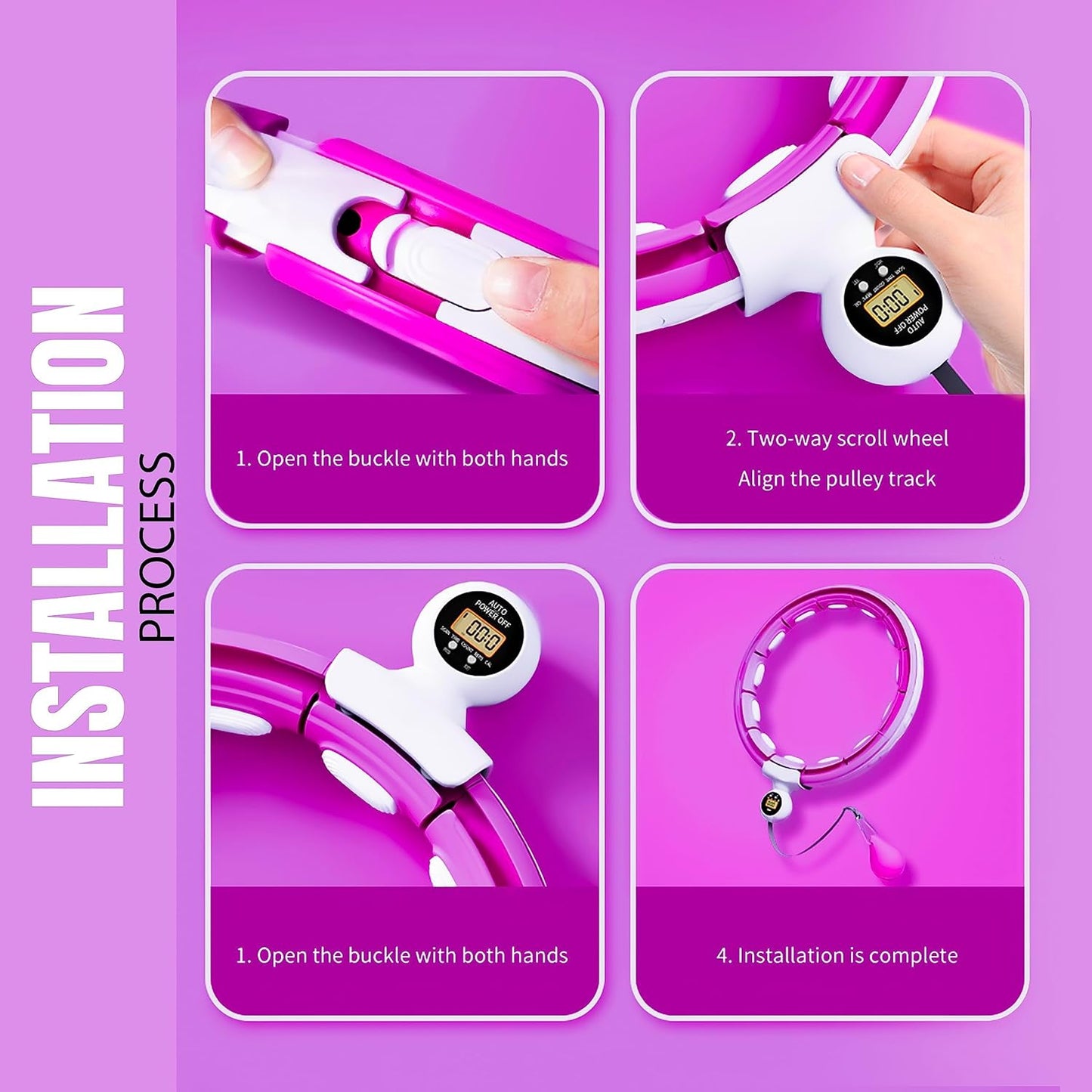 Smart Fitness Hula Hoop mit Massagefunktion, Einstellbar Violett