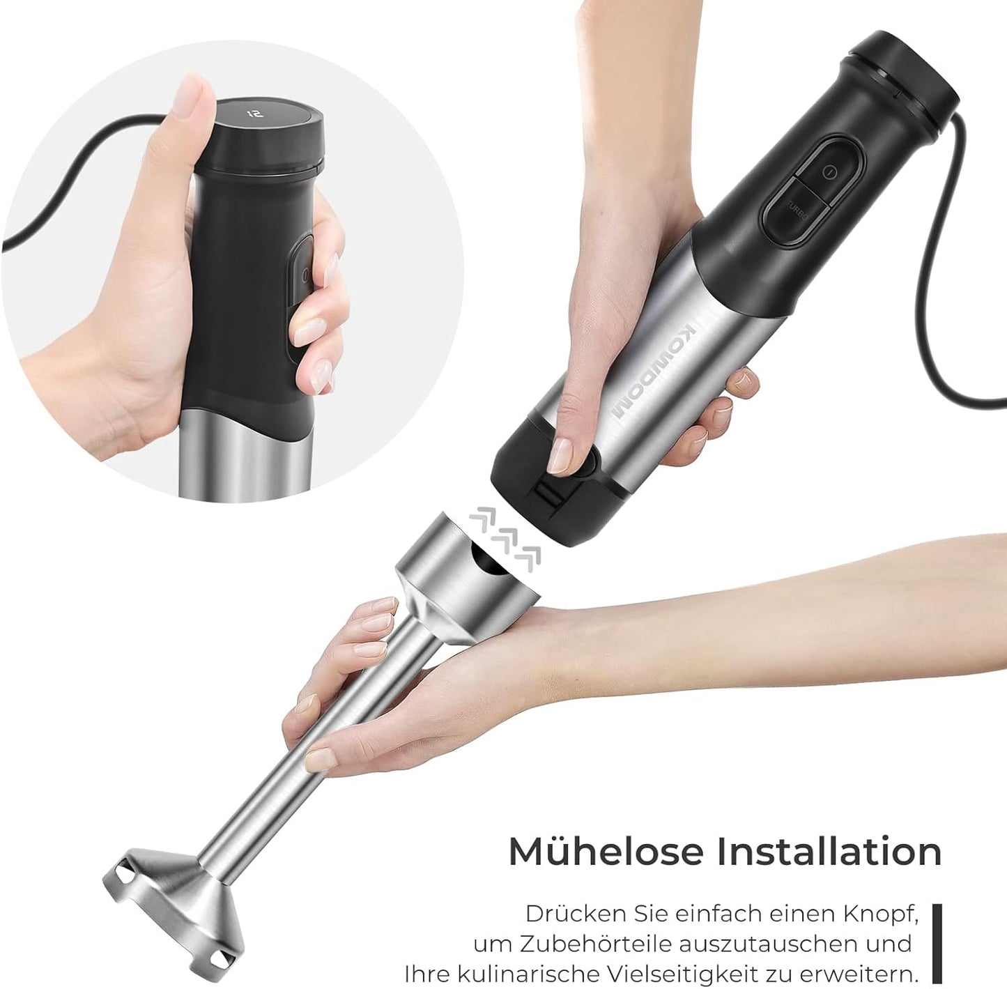 Stabmixer mit Mixbecher, 2-in-1 Stabmixer