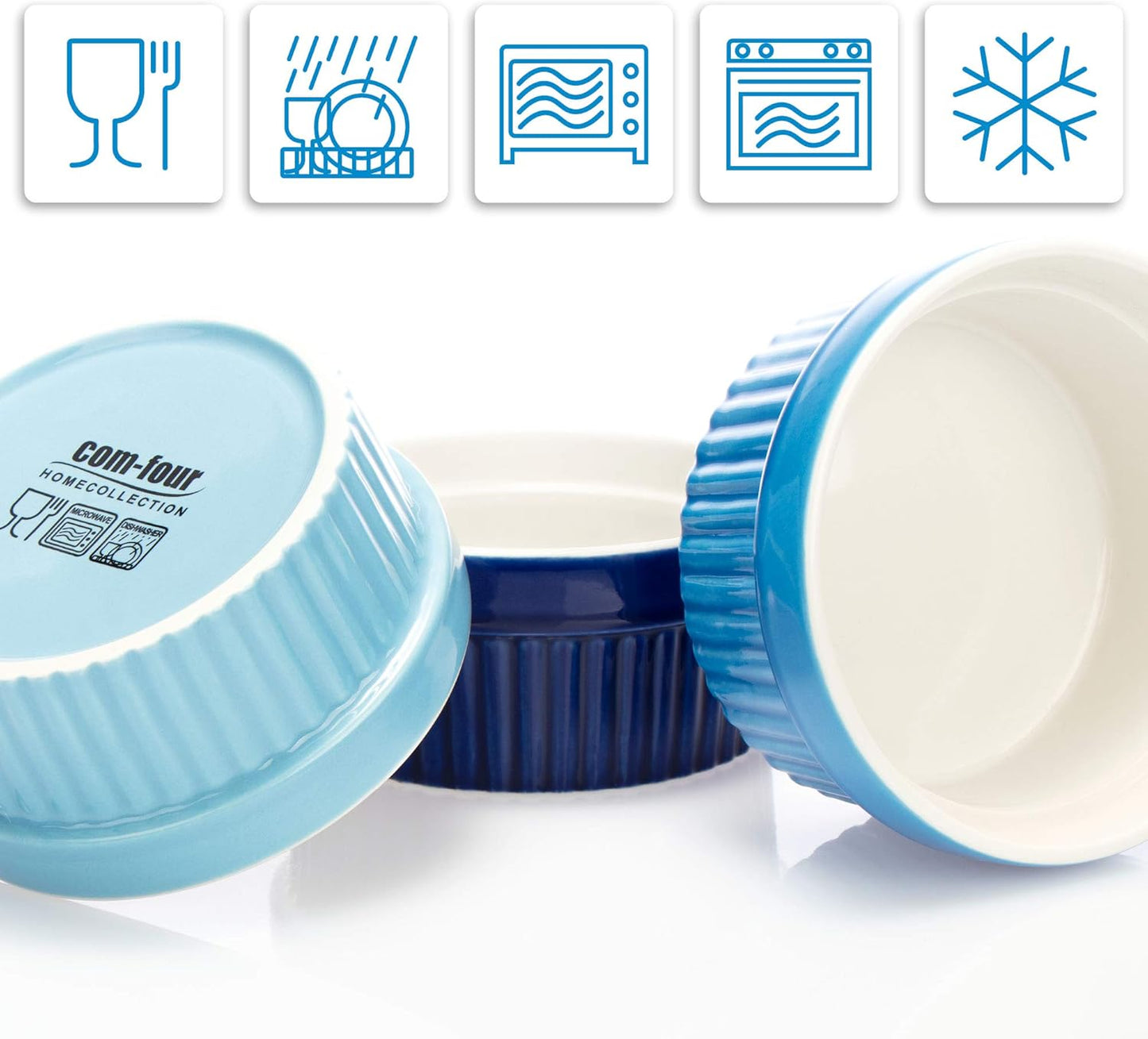 12er-Set Soufflé Förmchen, Blau - 12 Stück Ø 11cm