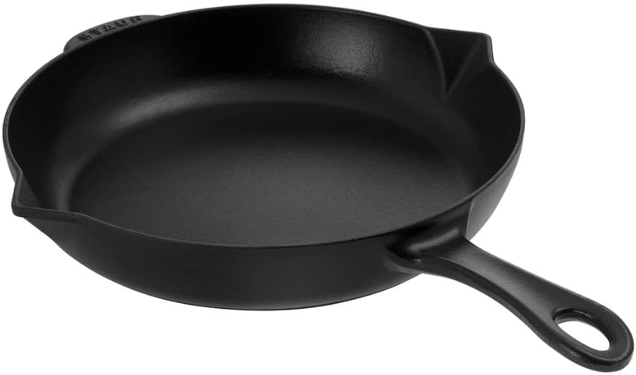 Brat- und Schmorpfanne aus Gusseisen mit Ausgiesser, 48.2 x 26.5 x 5.0999999999999996 cm Schwarz