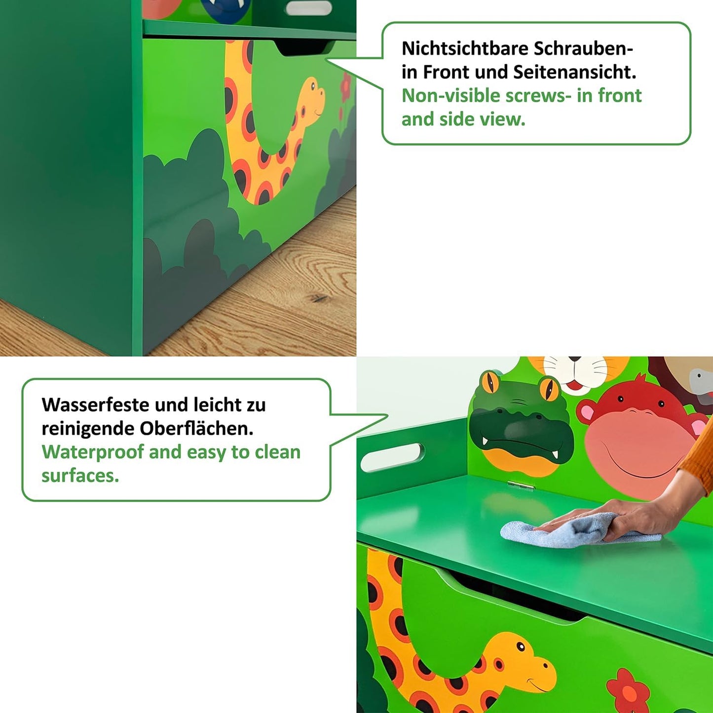 Kindersitzbank mit Stauraum und Softstop-Deckel