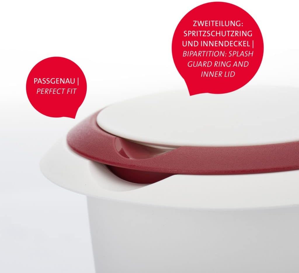 Quirltopf-Set, Weiss/Rot, 2 Stück, mit Deckel