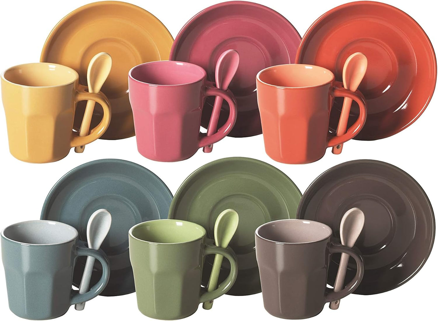 6er-Set Kaffeetasse mit Untertasse, Single