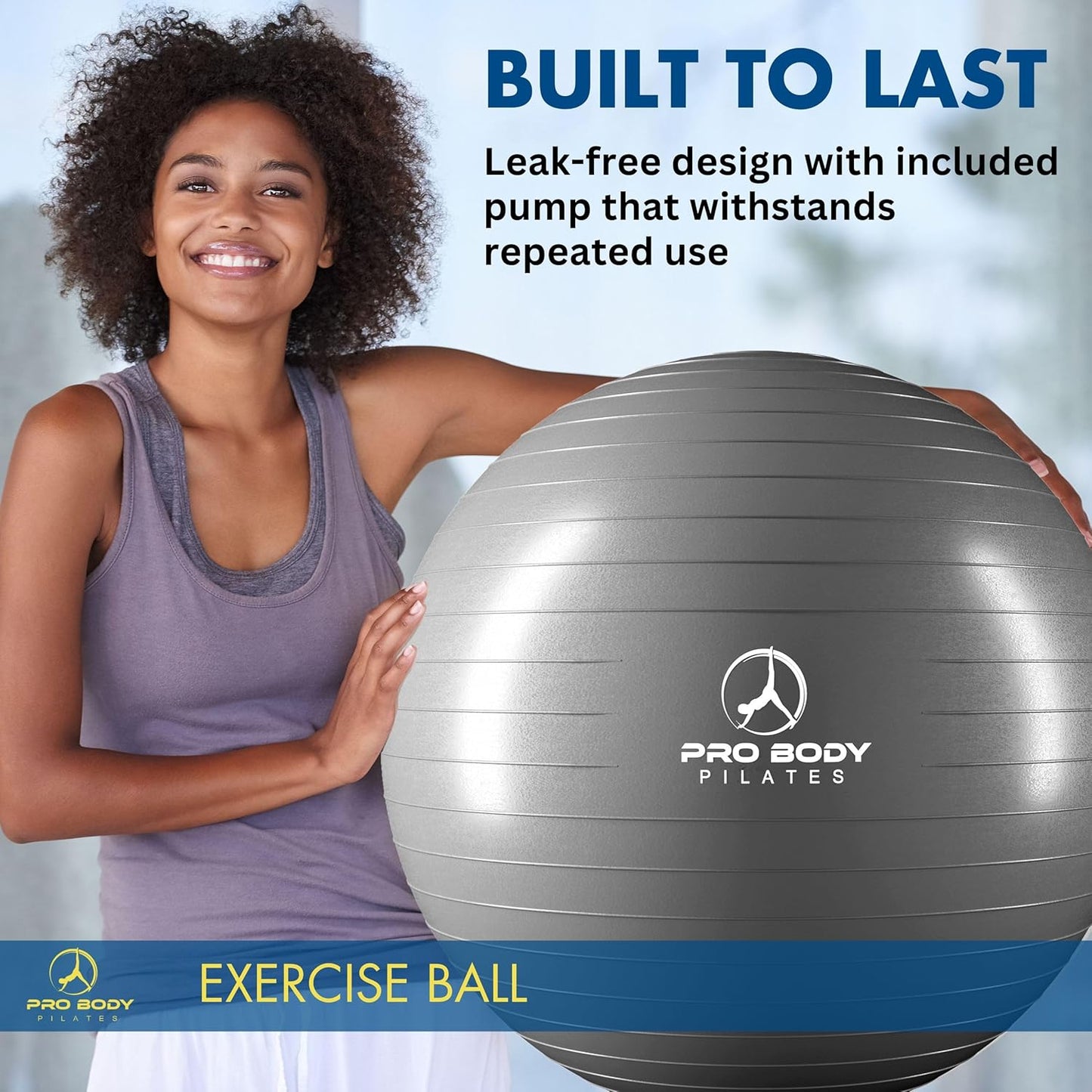 Pilates- und Gymnastikball 75 cm für Training und Therapie, Silber 75 cm