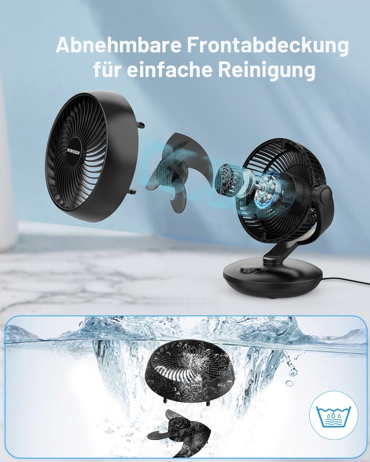 Tisch-Ventilator Leise mit 6 Stufen & 3D Luftzirkulation, Xd-1586fb