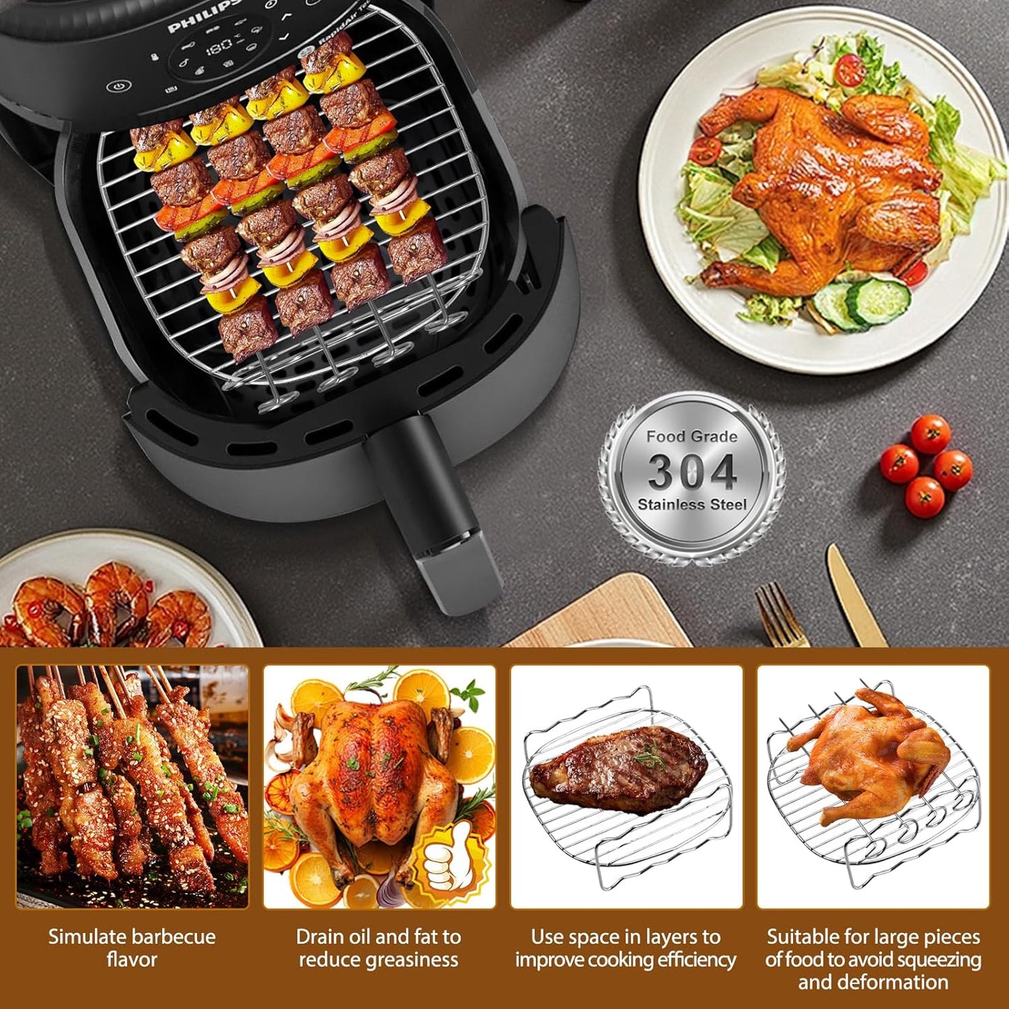 12-teiliges Airfryer Zubehör-Set für Philips Airfryer 2000 Series