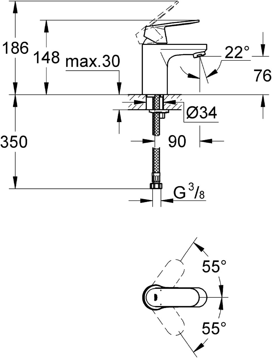 EH-WTbatt EUROSMART C 1/2Zoll, S-Size glatter Körper chrom, S Glatter Körper Single