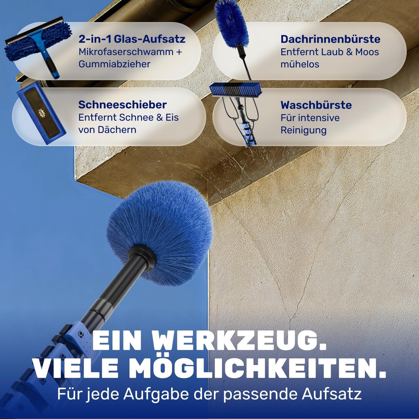Teleskop Waschbürste mit Schneeschieber