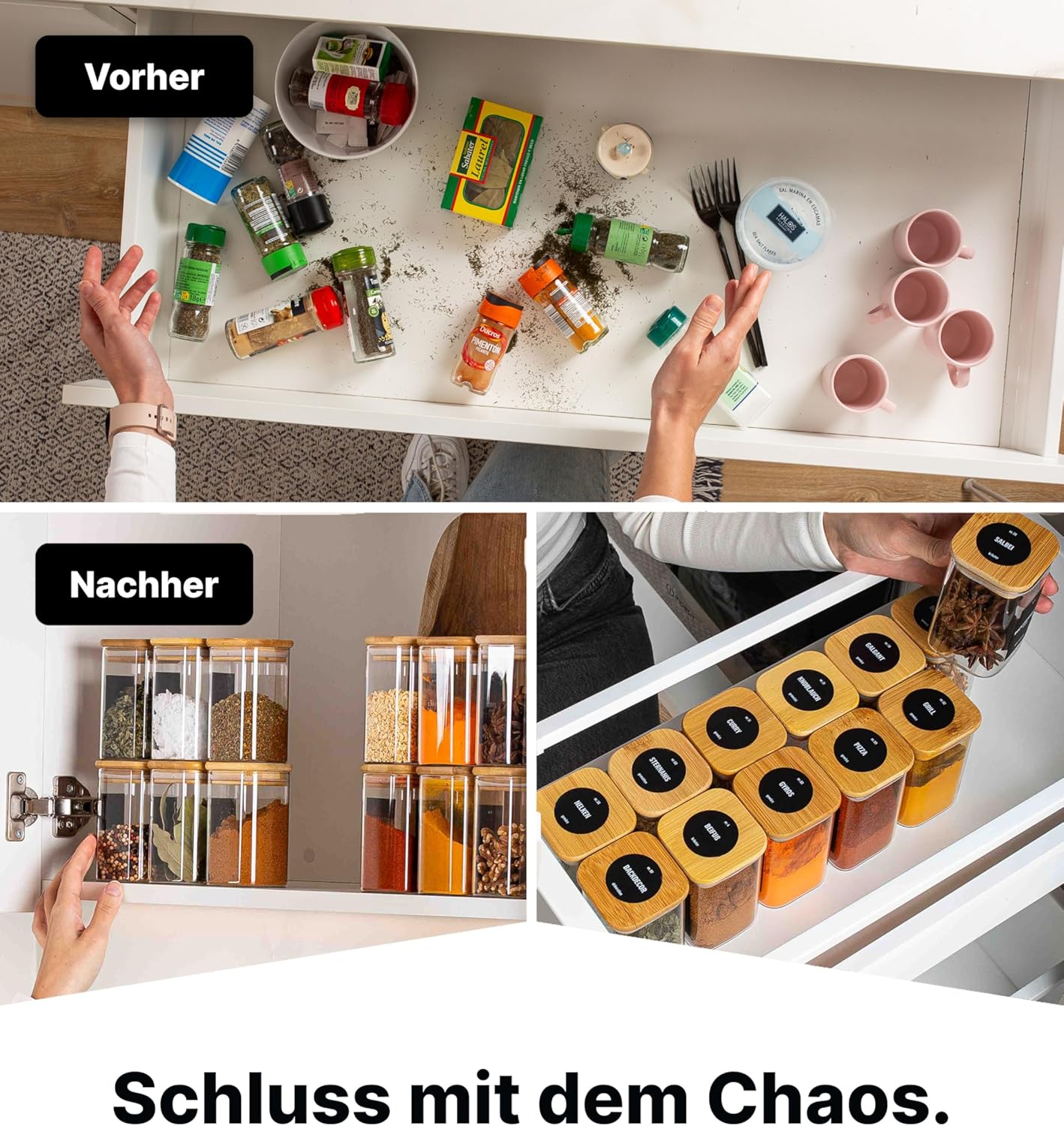 Vorratsgläser-Set mit Deckel, 12 Stk., 1 Grösse/280ml, eckig