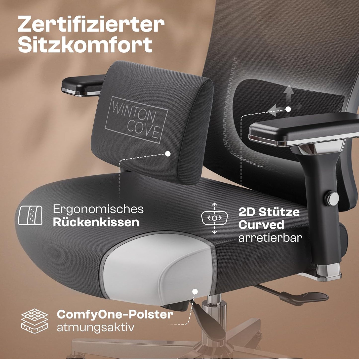 Ergonomischer Bürostuhl, Lancelot (Schwarz)