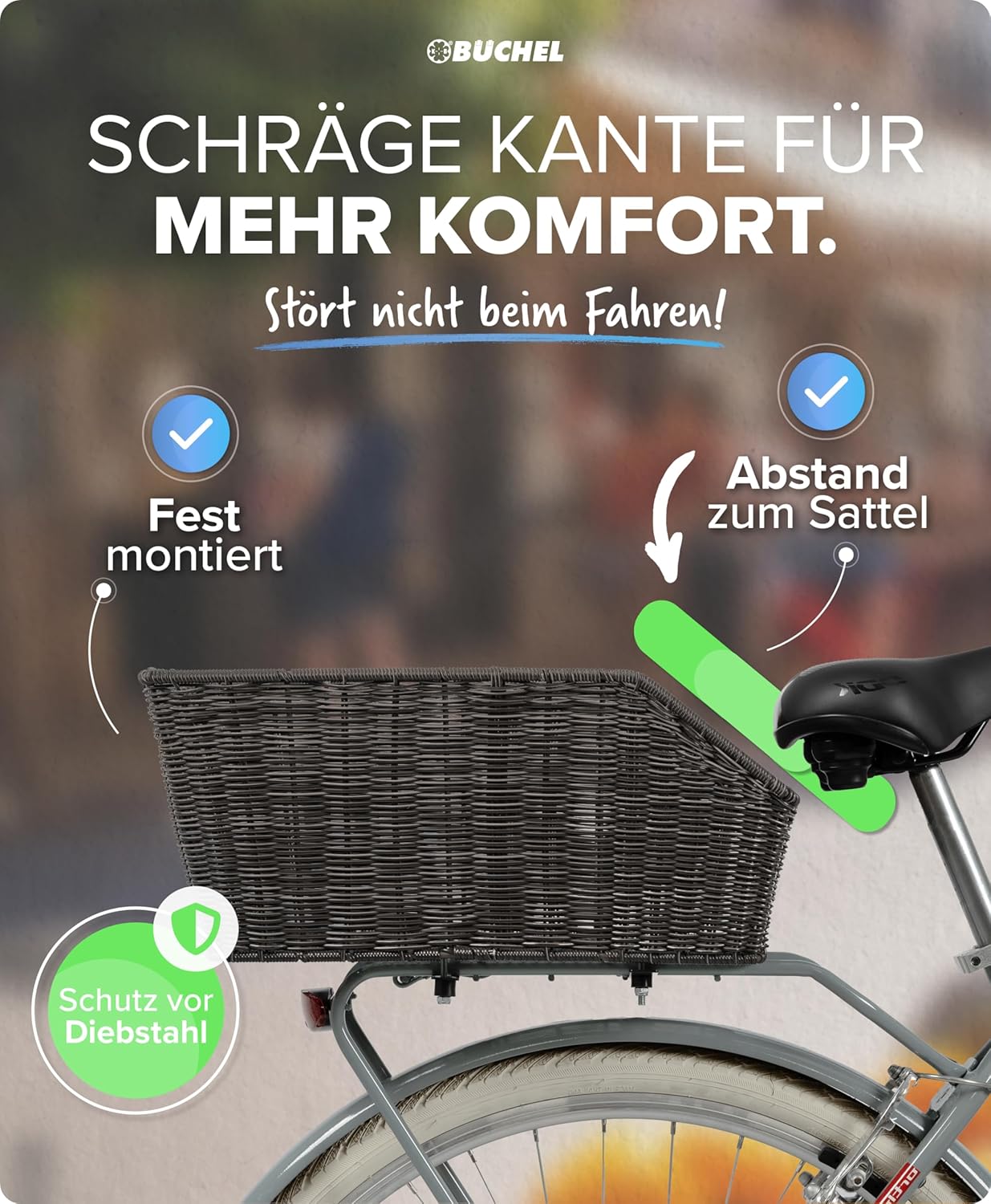 Fahrradkorb inkl. Befestigungsmaterial, grau Single