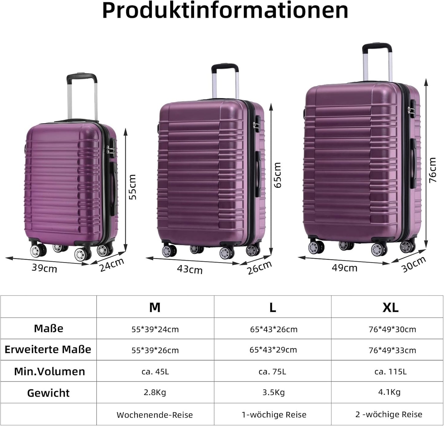 Hartschalen Reisekoffer, L Violette
