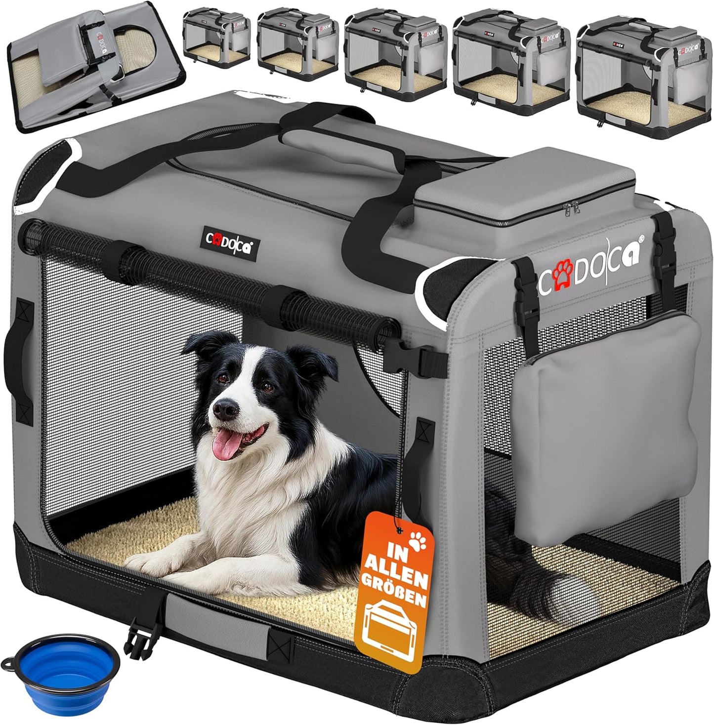 Faltbare Hundetransportbox XL (82 x 56 x 58 cm), L 82 x B 56 x H 58 cm|Grau
