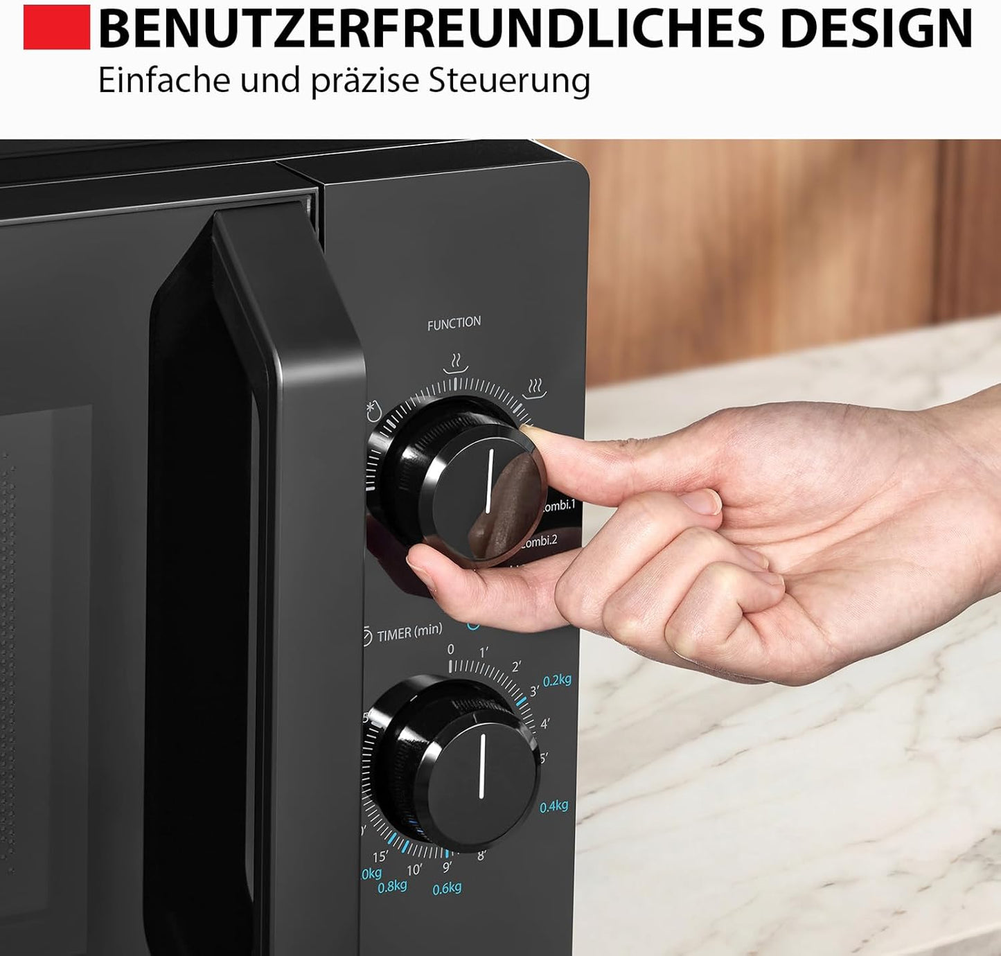 MW2-MG20PE(BK) Mikrowellenherd mit Grill- & Kombigarfunktion, Schwarz 20L Grill