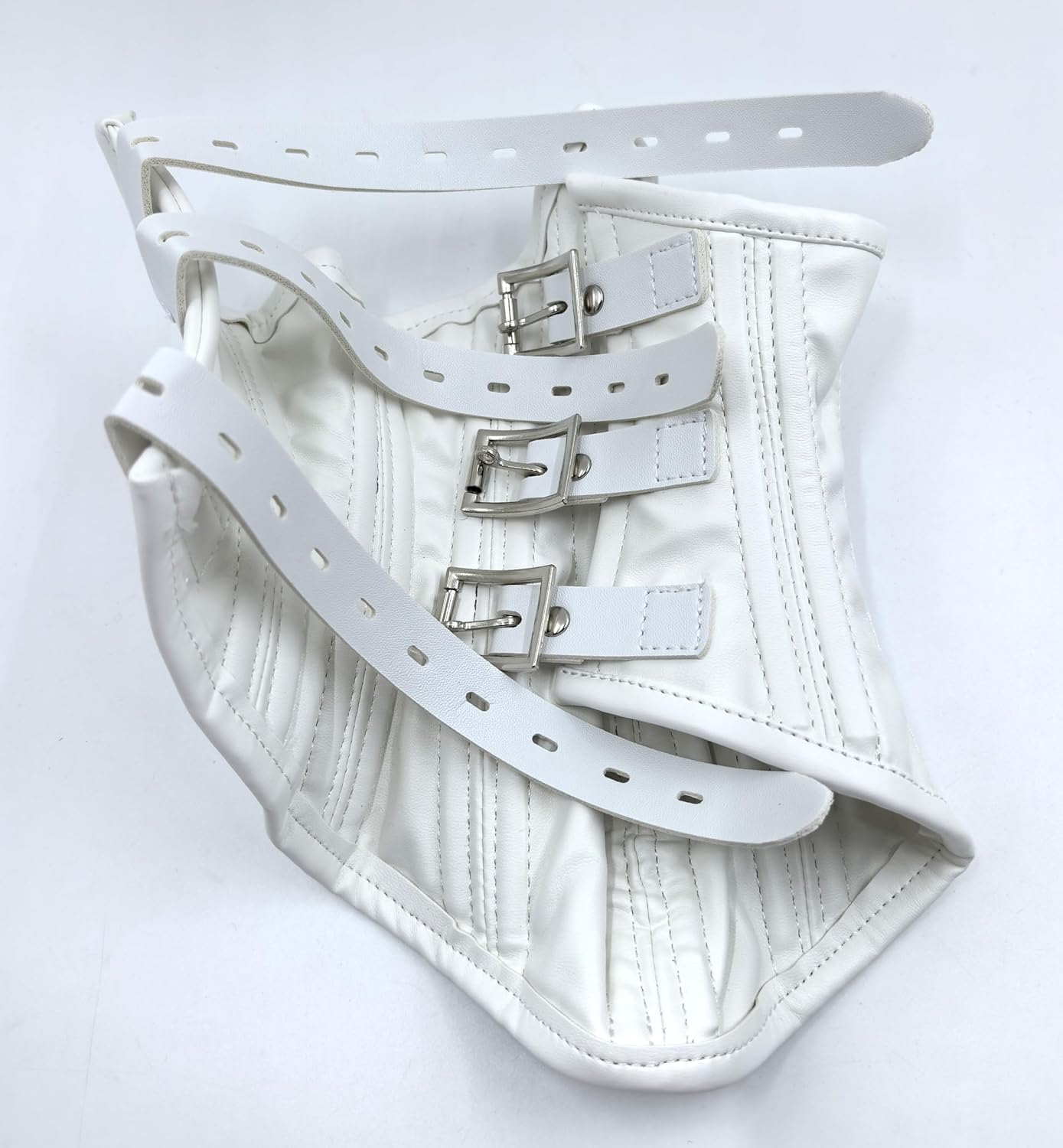Abschliessbares Bondage Halskorsett aus Kunstleder, Weiss