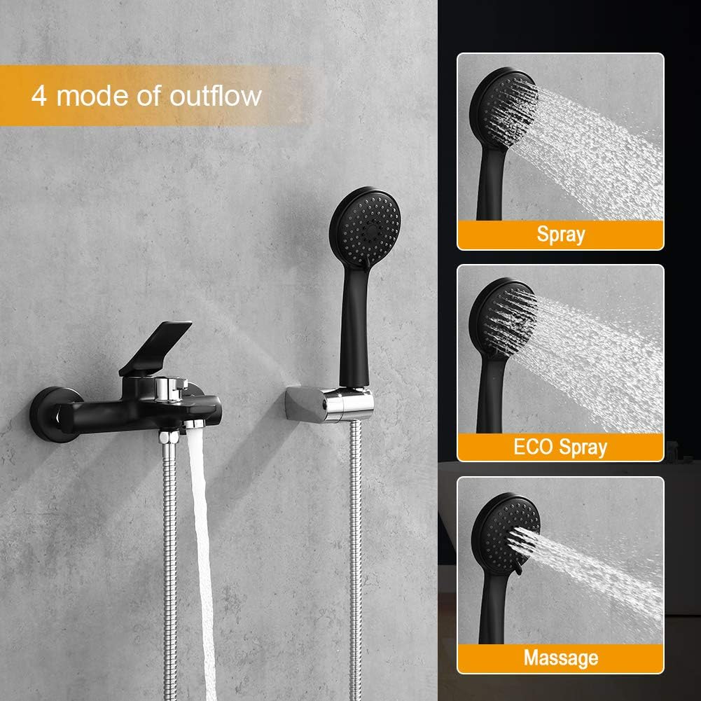 Einhebel-Badewannenarmatur Set M13004B mit Duschkopf, Schwarz Badewannenarmatur