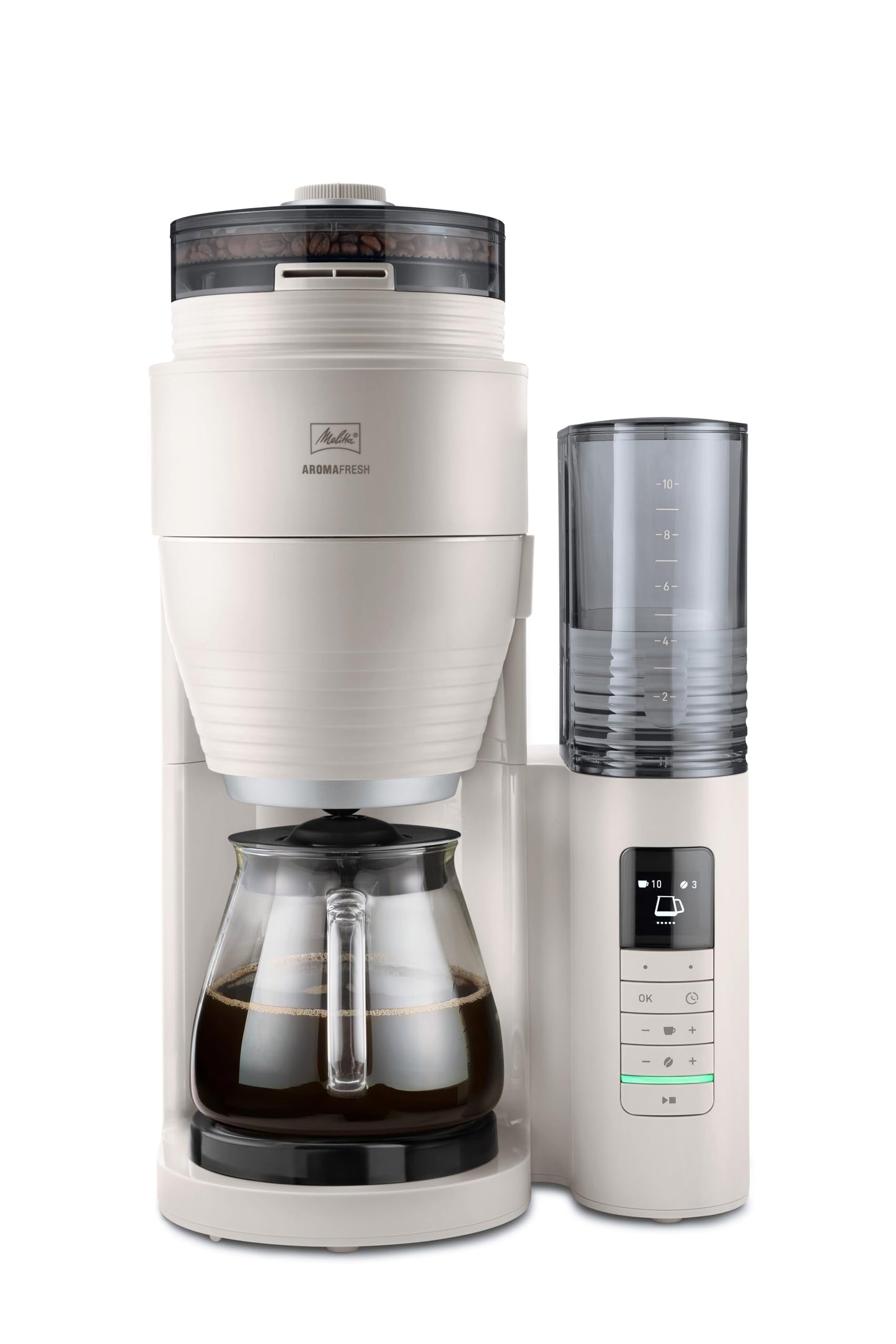 AromaFresh Pro X Filterkaffeemaschine mit Mahlwerk, Warm-grey Modern
