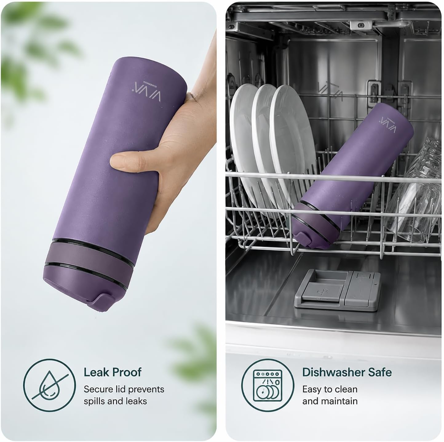 Doppelwandiger Thermobecher mit Sieb, Violet