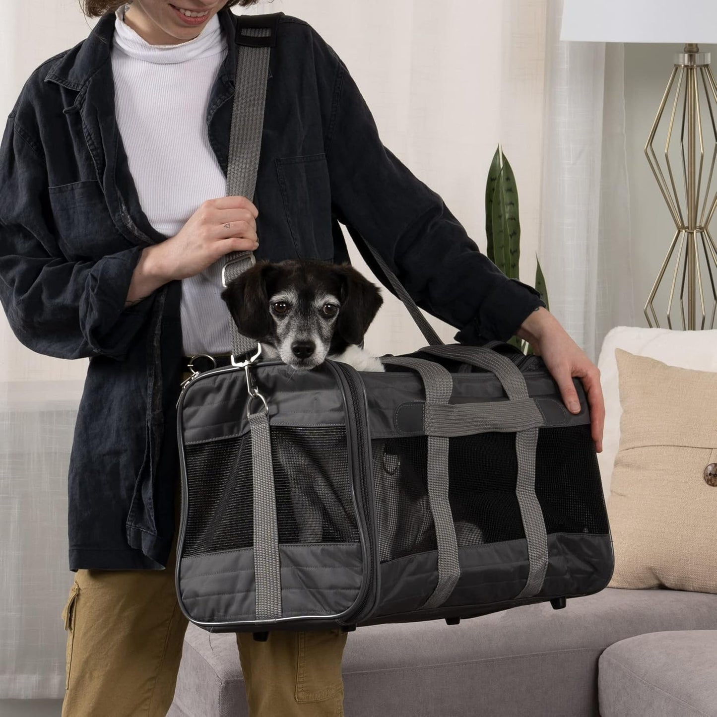 Flugreise-Transportbox für Haustiere, L 48 x B 30 x H 29 cm anthrazit