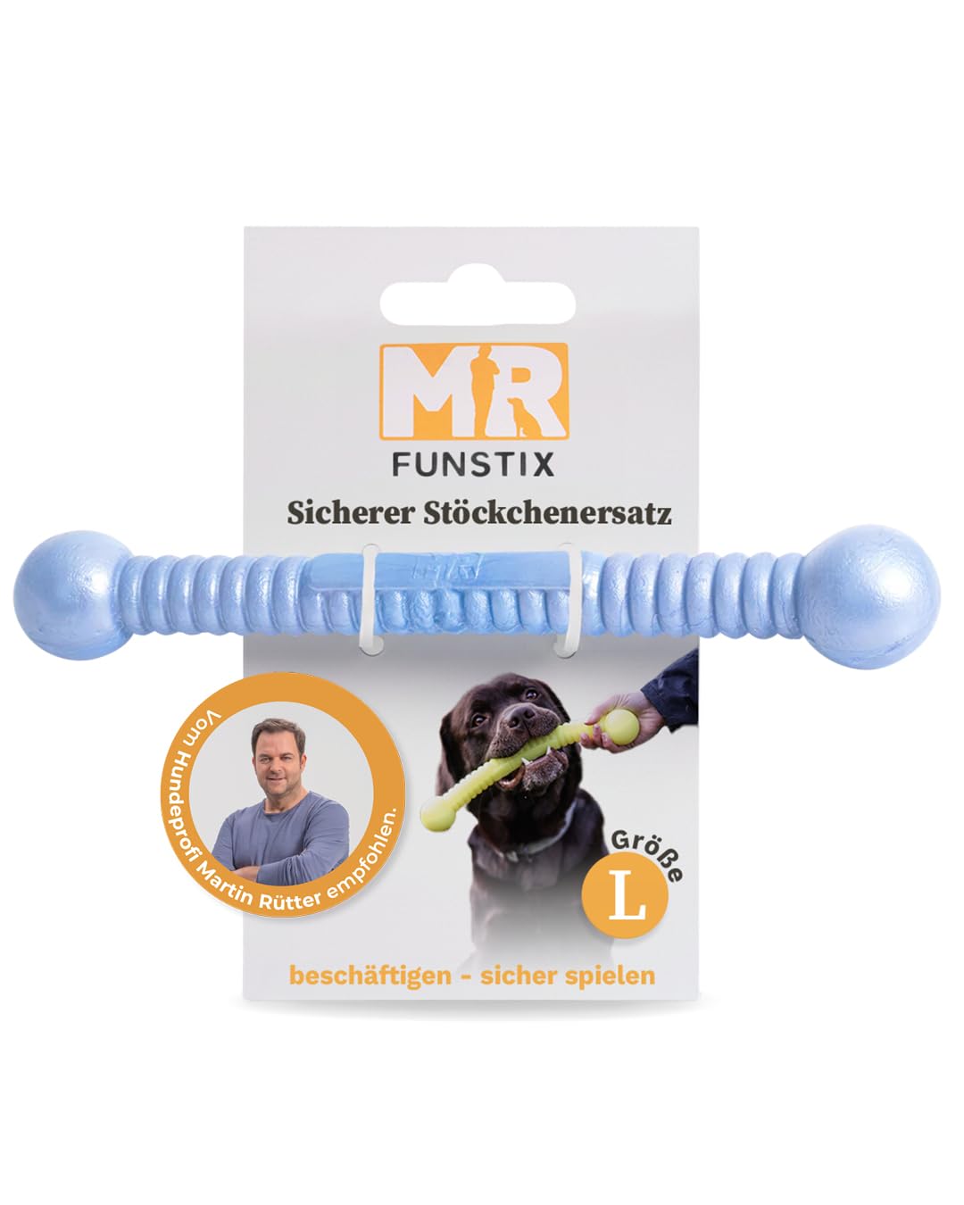 Funstix Apportierstab für Hunde, Metallic-Blau L