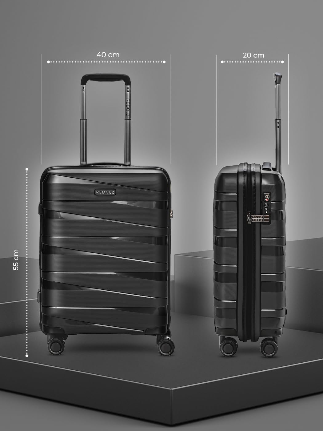 Essentials 10 CABIN 4 Rollen Kabinentrolley 55 cm, Black-metallic / Koffer S (55 cm)