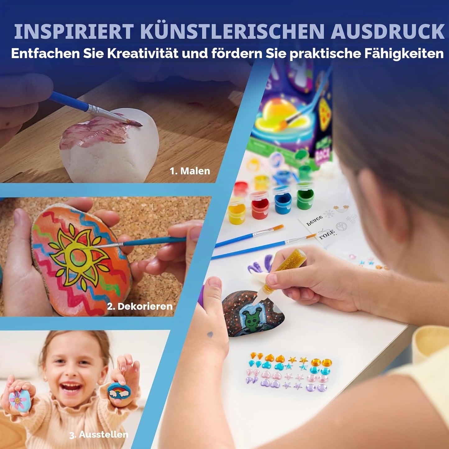 Steinmalerei-Set mit 18 Farben