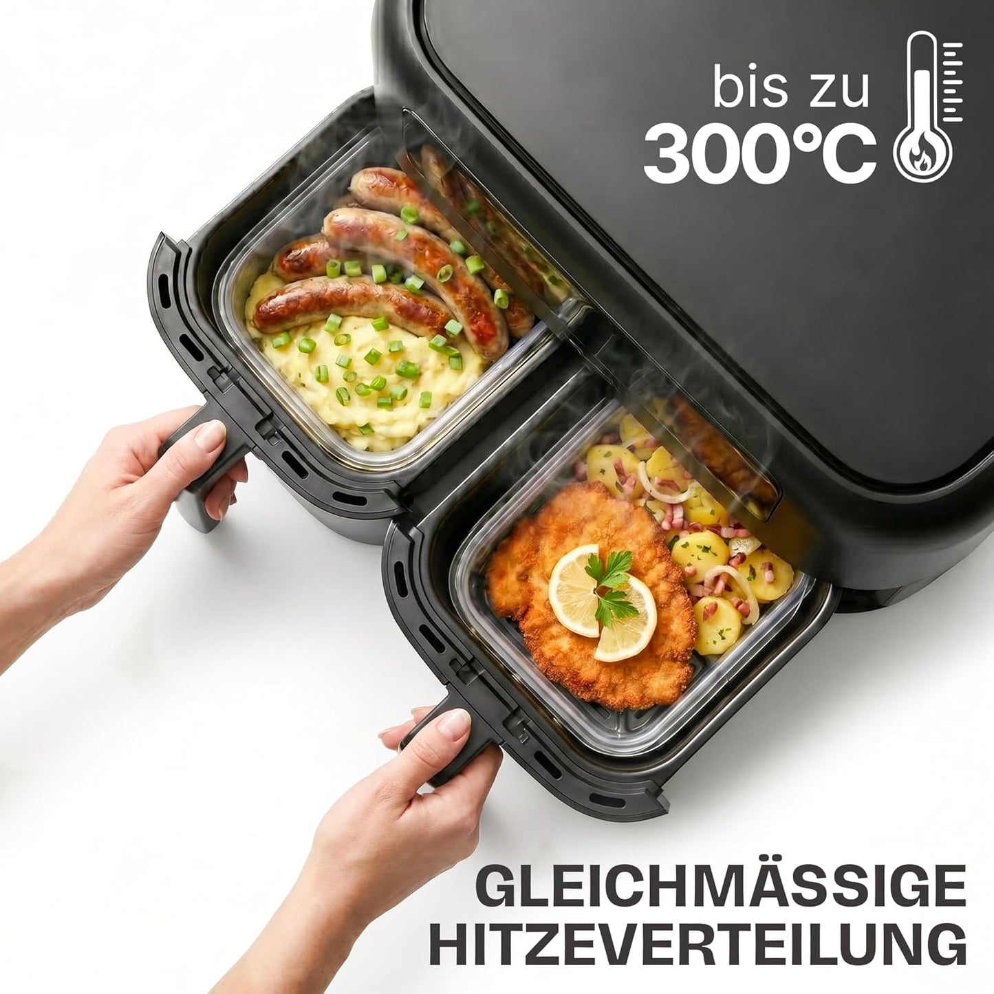 2er-Set Glasbehälter für Airfryer, 1040ml | 2er Set