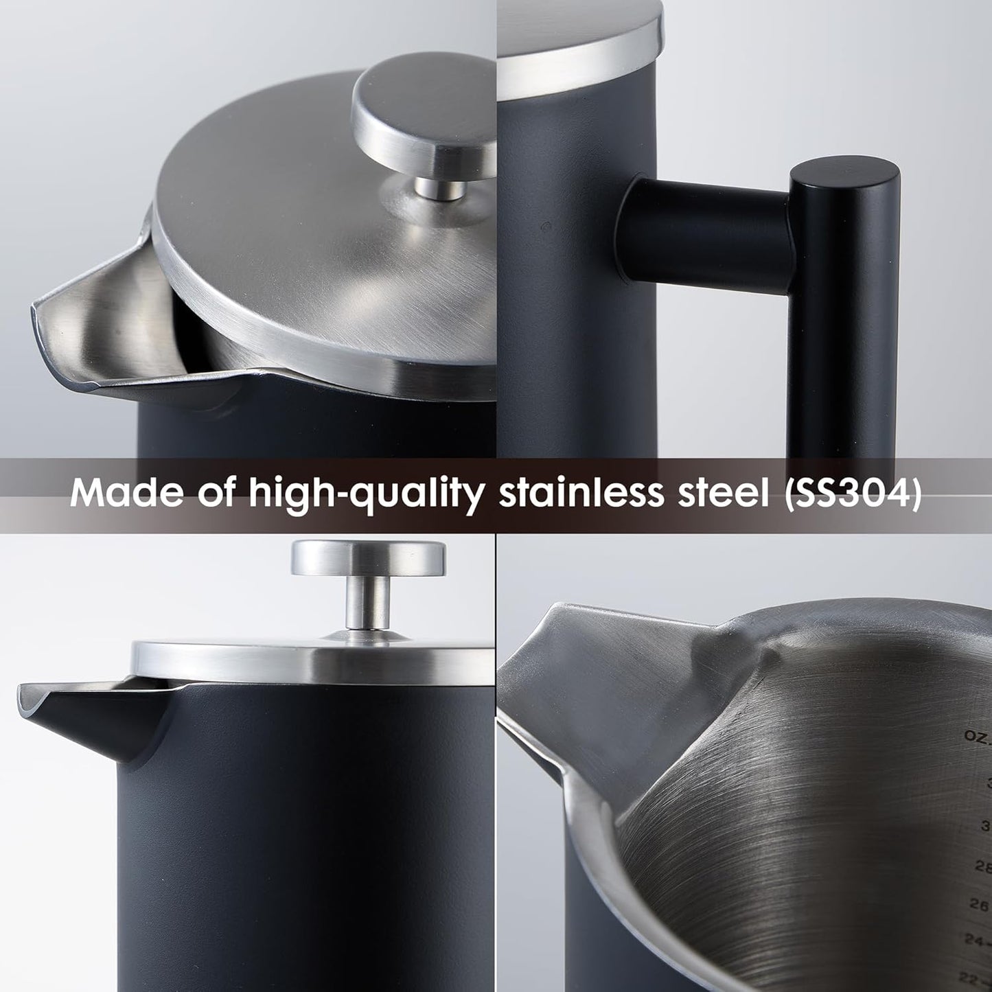 Doppelwandiger French Press BBFP1000MA, Mattschwarz 1 Liter