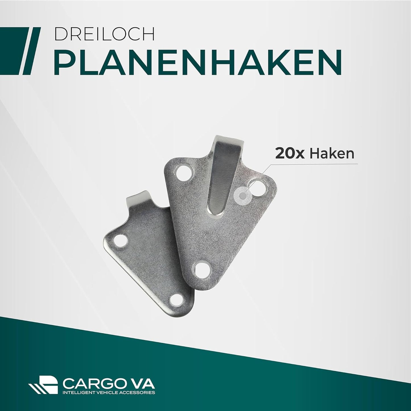 Dreiloch Abspannhaken, 20 Haken ohne Schrauben
