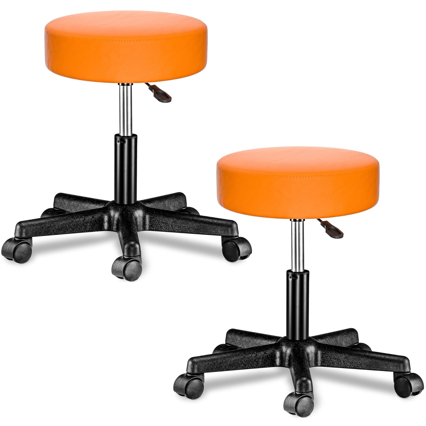 Höhenverstellbarer Rollhocker, 2er-Set, 2 Orange