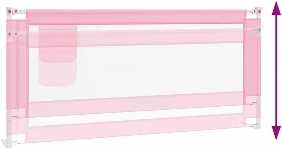 Höhenverstellbares Bettschutzgitter, klappbar, Rosa 200 x 25 cm