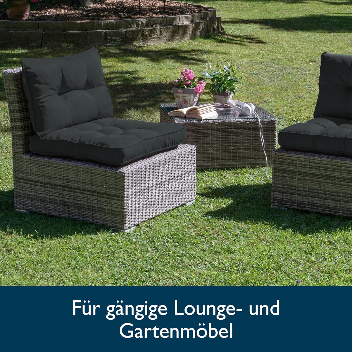 Lounge-Sitzkissen für Gartenmöbel, 50x50x10 cm, Anthrazit Sitzkissen - 50x50x10 cm