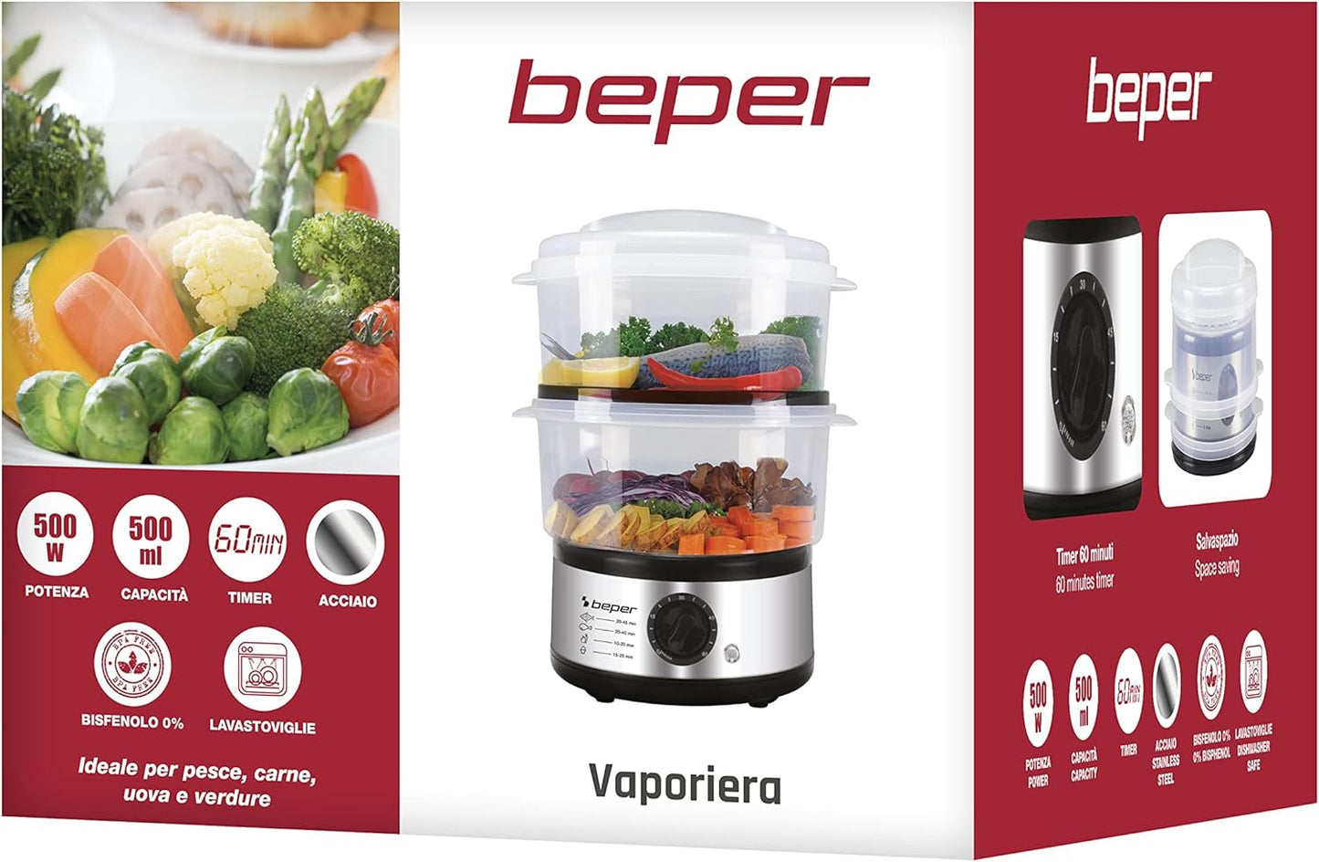 Multifunktionaler Dampfgarer mit Timer, 5 LITRES