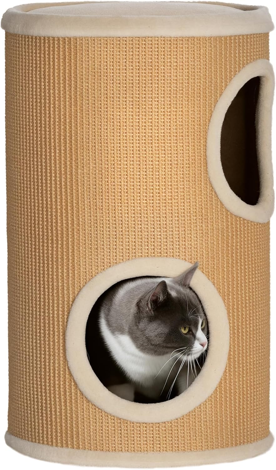 Zweistöckige Katzenkratztonne mit Plüschrand