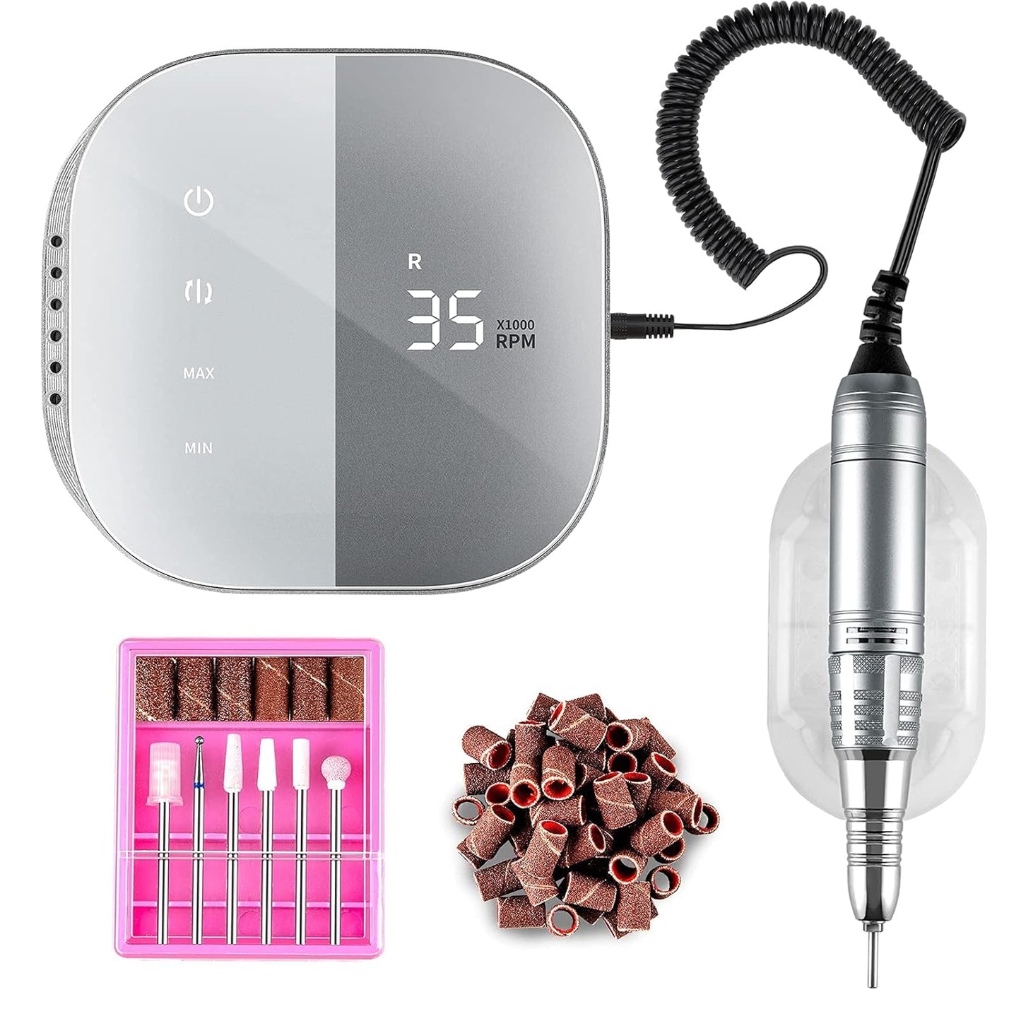 Elektrische Nagelfräser TouchPro Set (inkl. 6 Bits), Grau