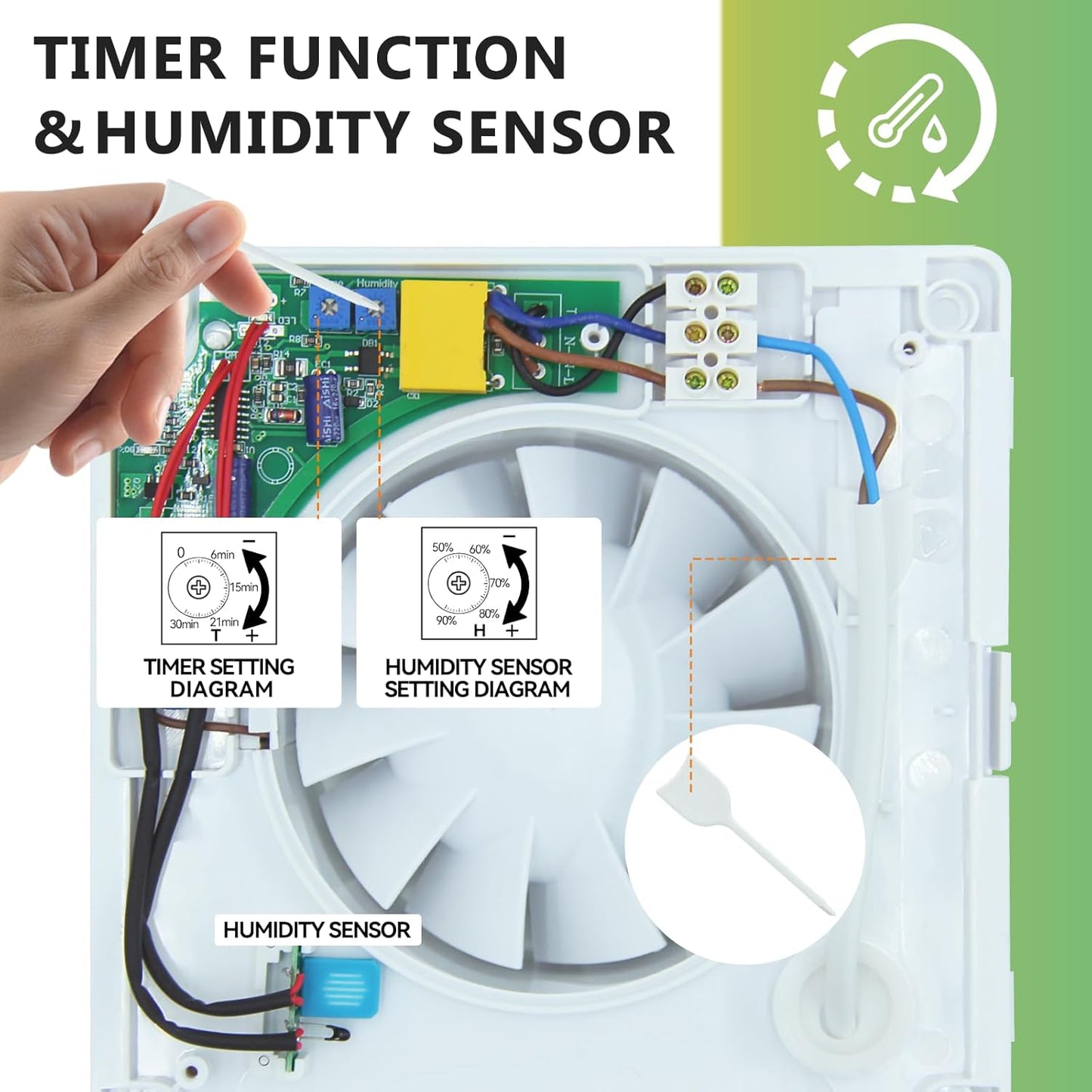 Badlüfter mit Feuchtigkeitssensor & Timerfunktion, 99MM
