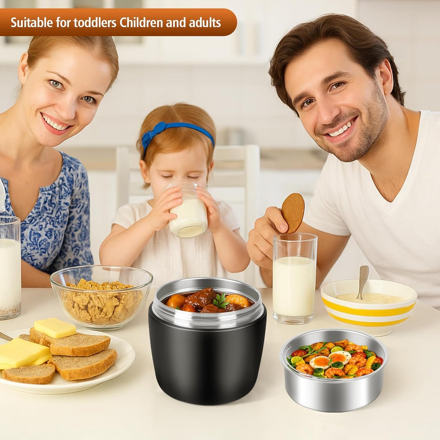 Auslaufsichere Thermobehälter, Schwarz