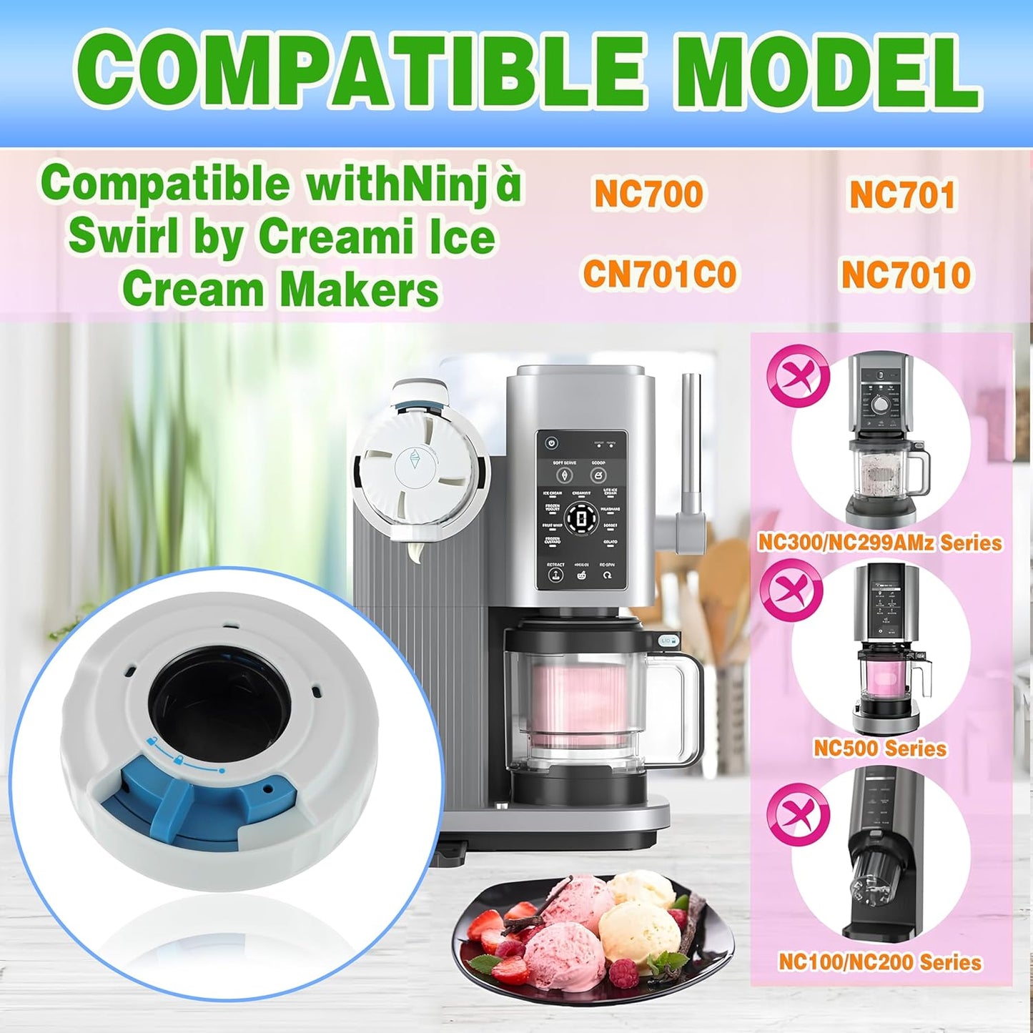 Ersatzdeckel für Ninja Creami NC700/NC701 Eismaschine, ohne Paddel