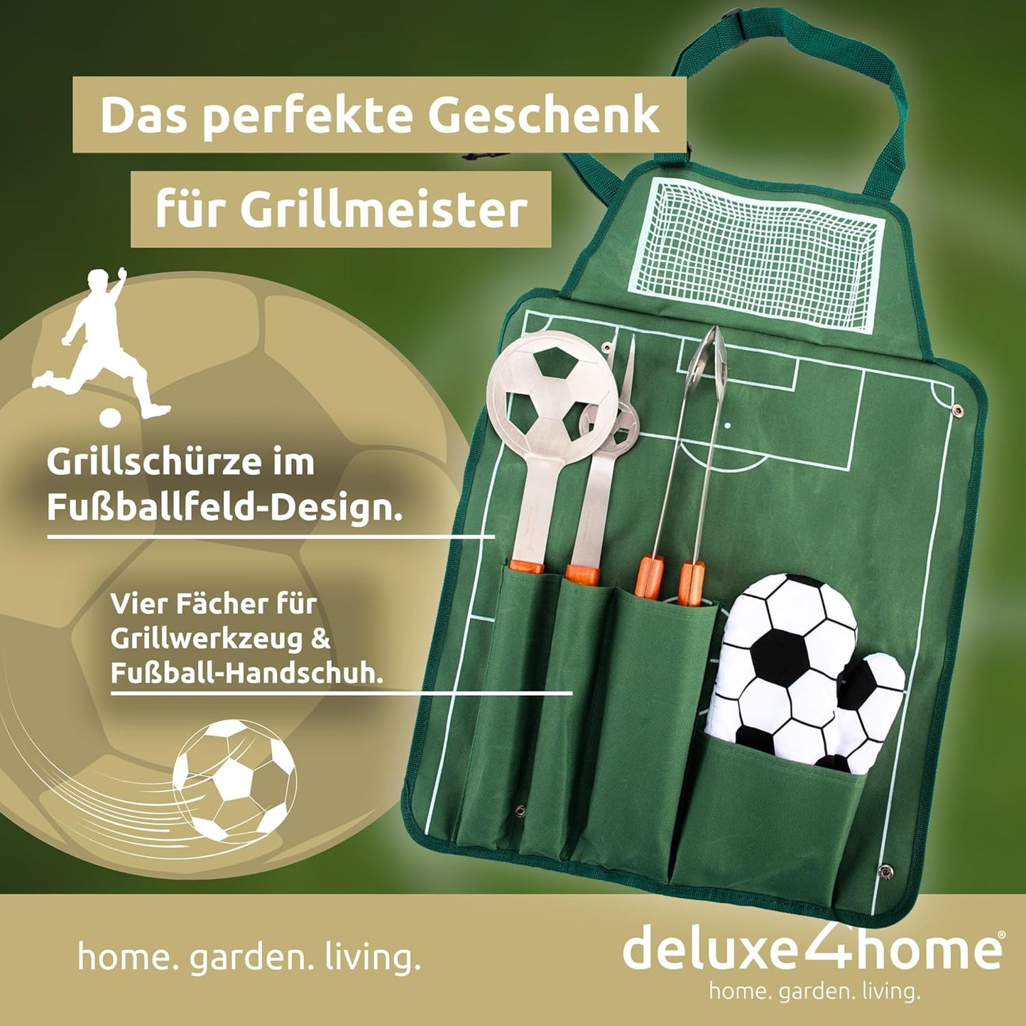 5-teiliges Grillbesteck im Fussball-Look