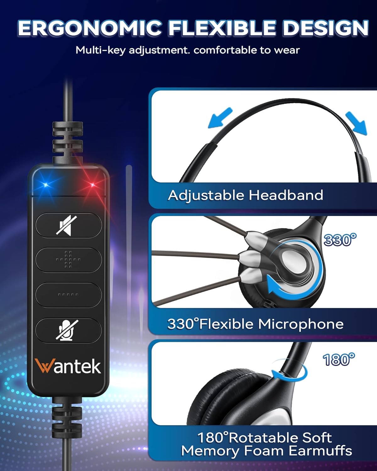 Headsets 602N mit Noise Cancelling Mikrofon & USB Adapter, mattschwarz‌