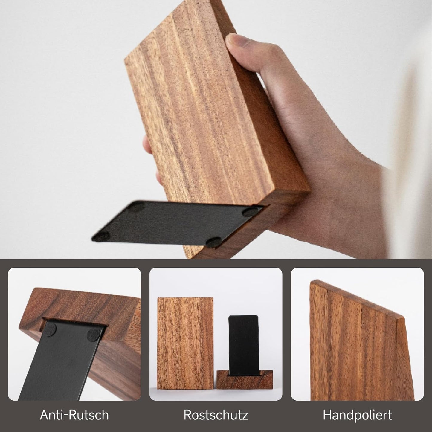 Holz-Buchstützen für Regale, Akazienholz